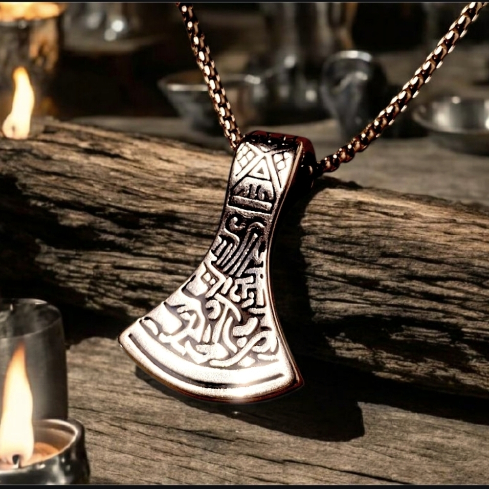 🪓⚔️NEW Stainless Steel Silver Viking Axe Pendant Necklace